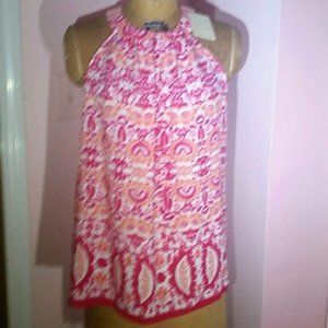 Lucy and Laurel Coral and Pink Print Top